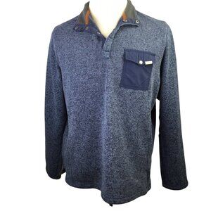 Woolrich 1/4 Snap Sweater Blue Men's Large Pullover Fleece Line Knit Pocket Mock